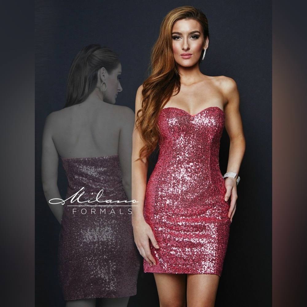 Milano Strapless Sequin Dress - Pink